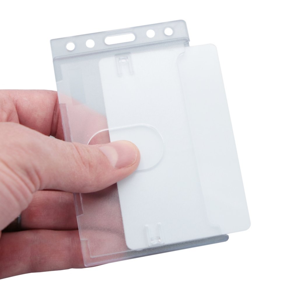 Vertical Hard Plastic Badge Holder - 50 Pack - back view