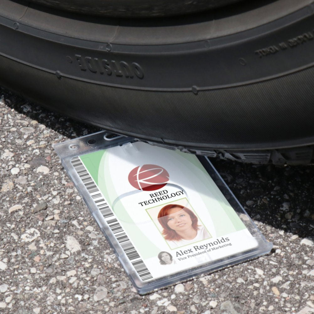 Vertical Hard Plastic Badge Holder - 50 Pack - in use