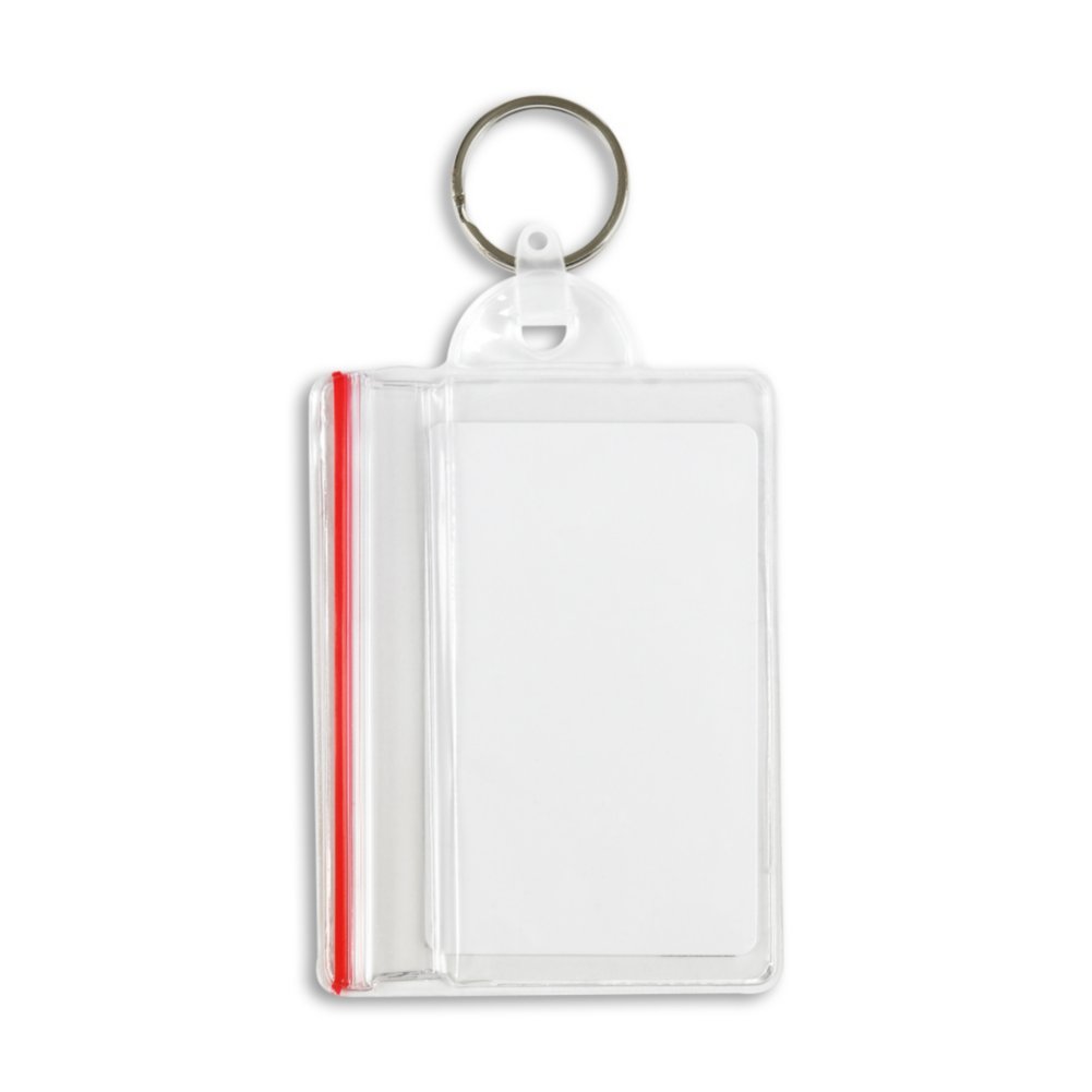 Vertical Sealable Holder with Key Ring Attachment - 50 Pack - in use