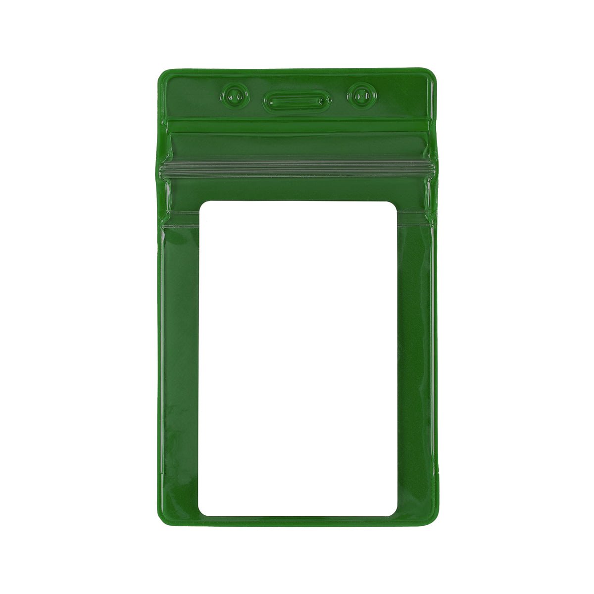Vertical Sealable Vinyl Badge Holder - 50 Pack - Green - in use