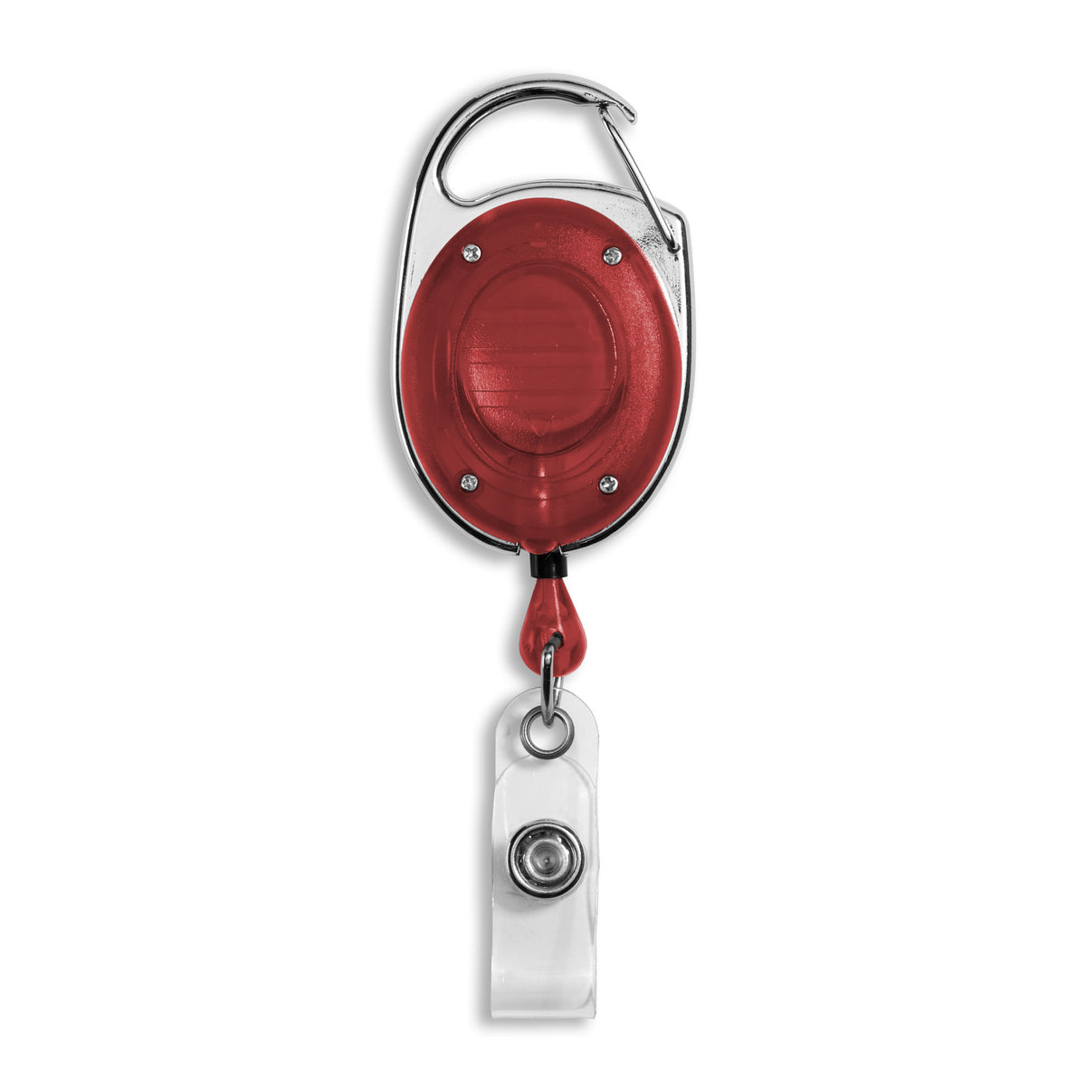 Carabiner Badge Reel w/ LED Light - 25 Pack - Red - back view
