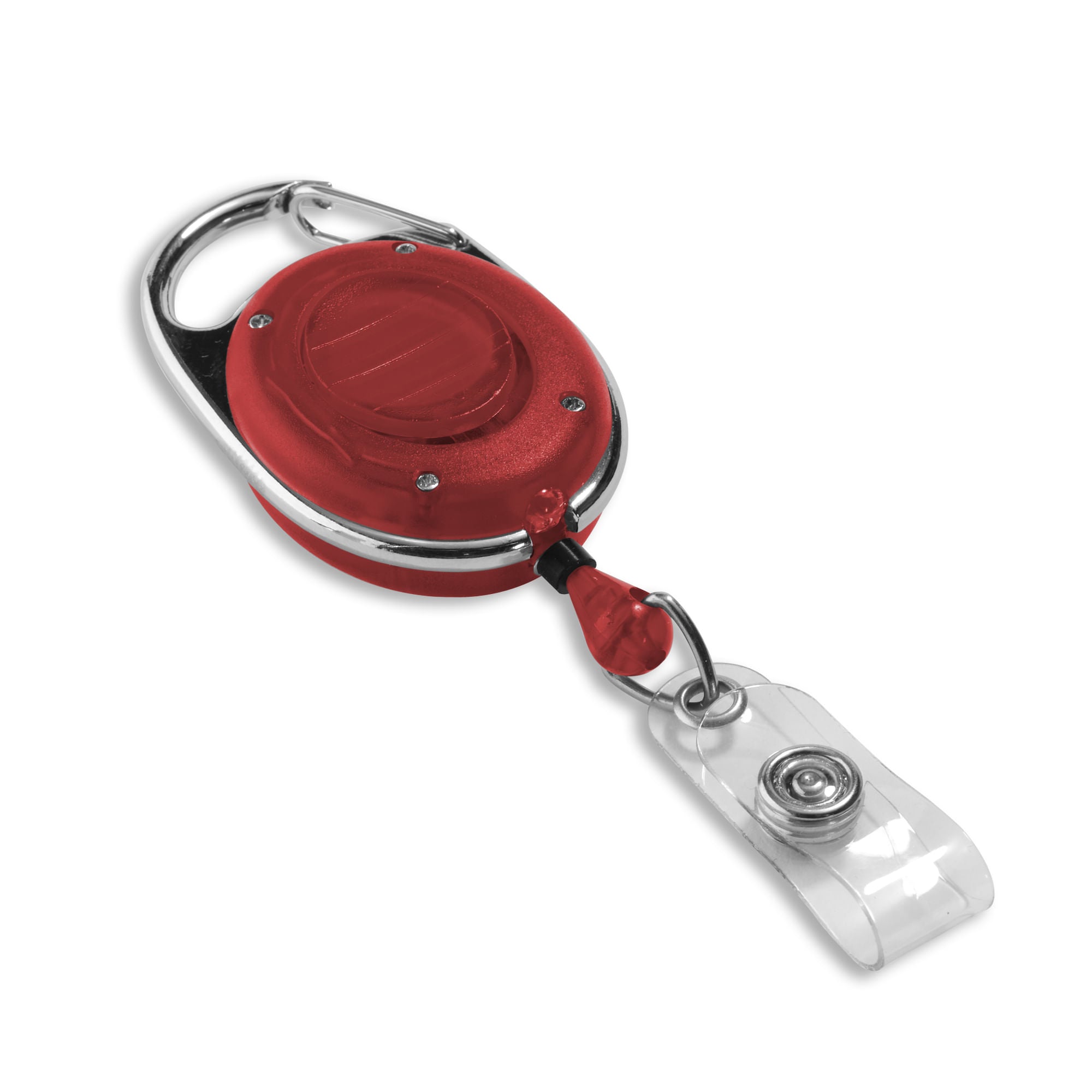 Carabiner Badge Reel w/ LED Light - 25 Pack - Red
