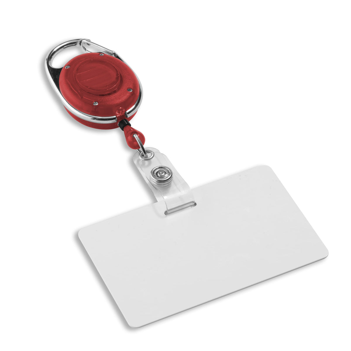 Carabiner Badge Reel w/ LED Light - 25 Pack - Red - in use