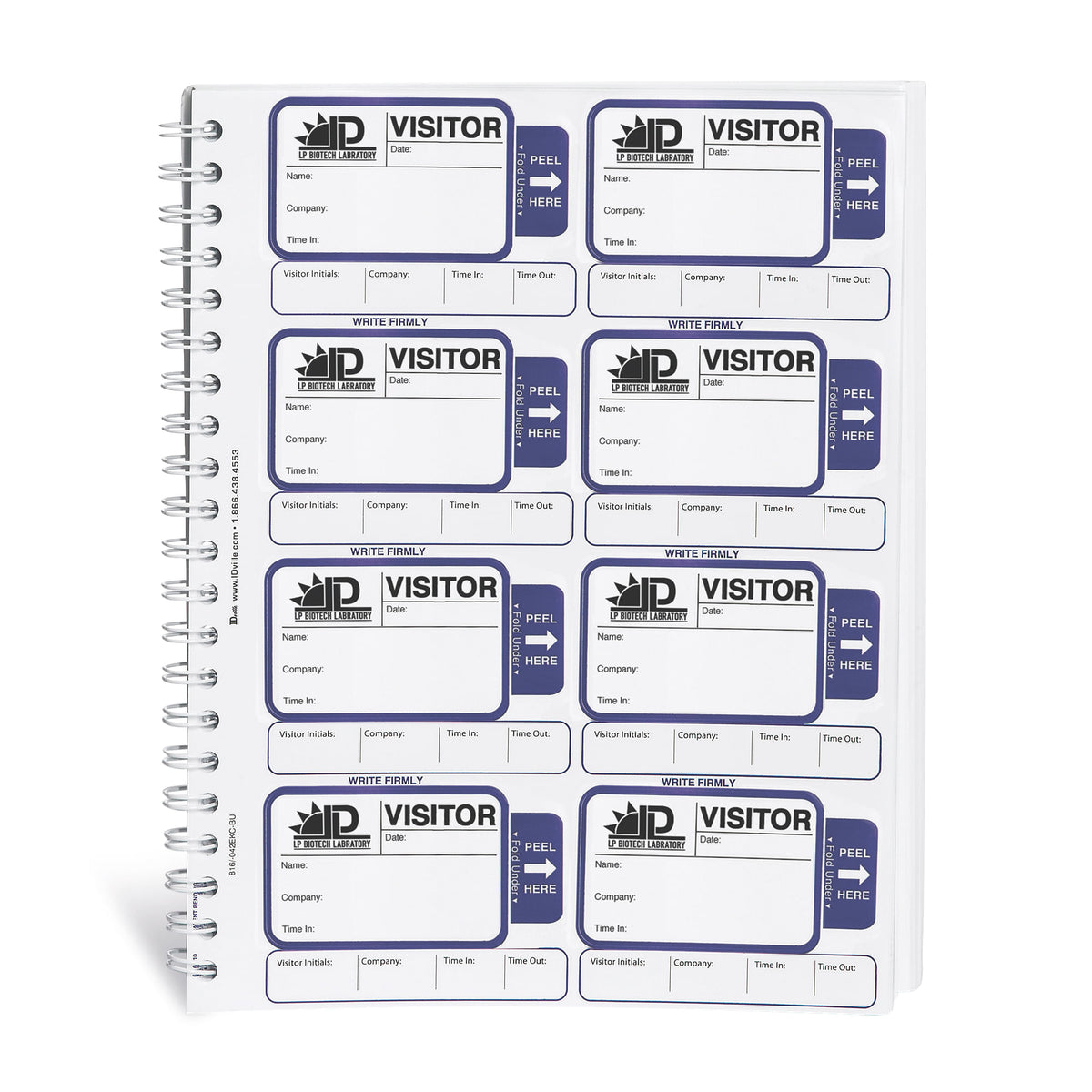 Custom Printed Visitor Pass Registry Book with Self-Expiring Badges