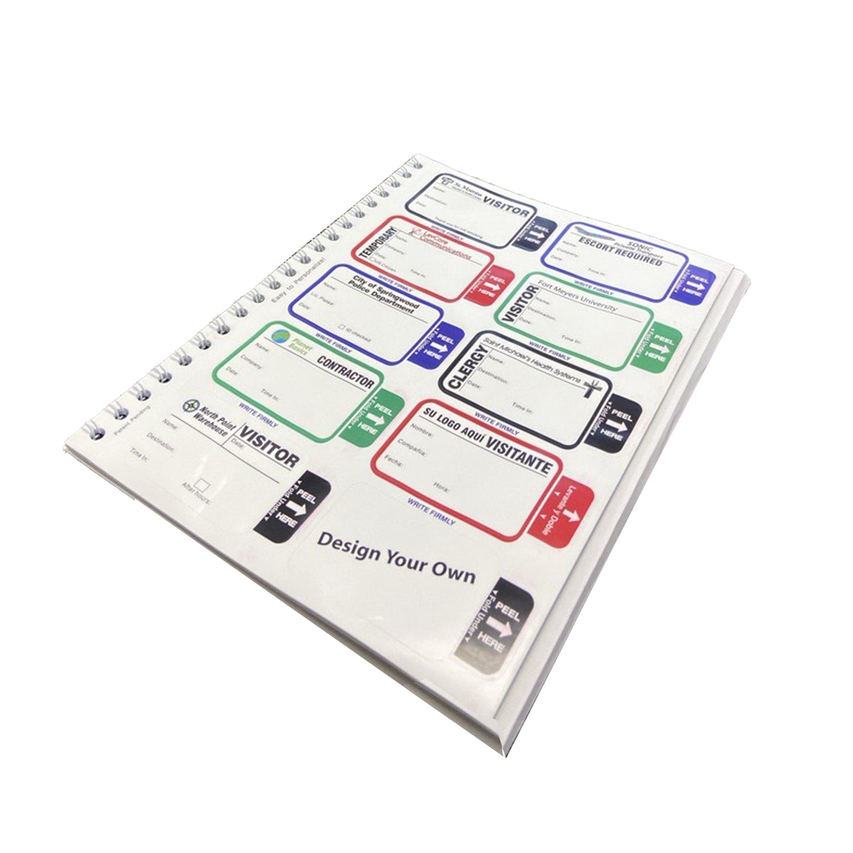 Custom Printed Visitor Pass Registry Book with Self-Expiring Badges